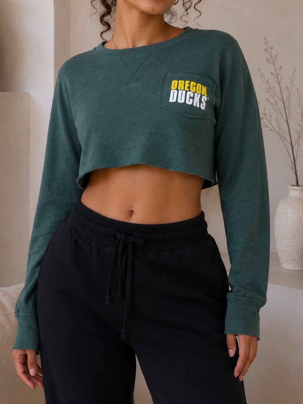 Cropped Oregon Ducks Crewneck Sweatshirt - Green